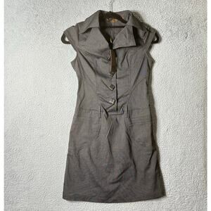 Dianyali Dress‎ Womens M Black Collared Cap Sleeve Dress Casual Career NEW